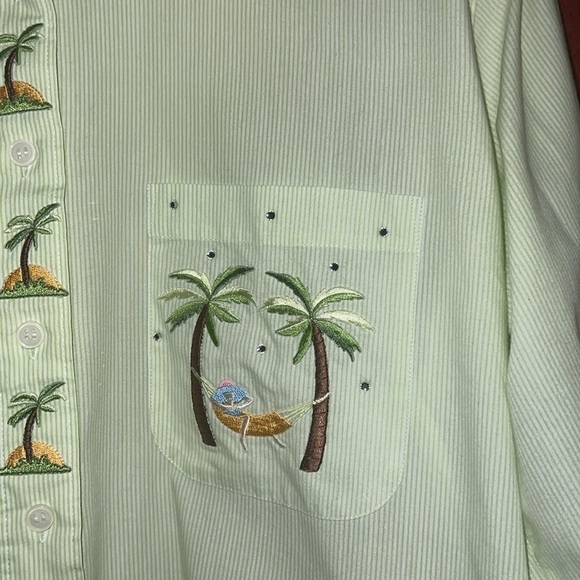 Mili Designs Palm Tree Hammock Embroidered Shirt PP - Picture 5 of 8
